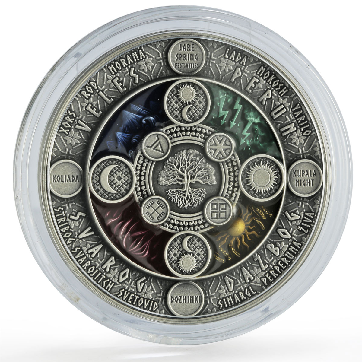 Niue 2 dollars Slavic Calendar Nature Sun Moon Elements Gods silver coin 2020