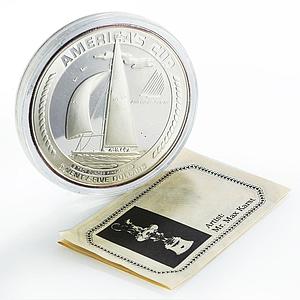 American Samoa 25 dollars America Cup Yachting Ship 5 oz proof silver coin 1988