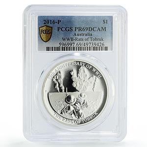 Australia 1 dollar World War 2 Tobruk Rats Soldiers PR69 PCGS silver coin 2016