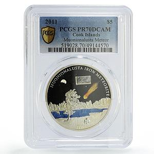 Cook Islands 5 dollars Meteorites Muonionalusta Space PR70 PCGS silver coin 2011