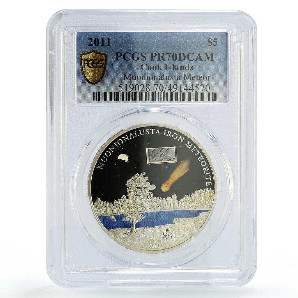 Cook Islands 5 dollars Meteorites Muonionalusta Space PR70 PCGS silver coin 2011