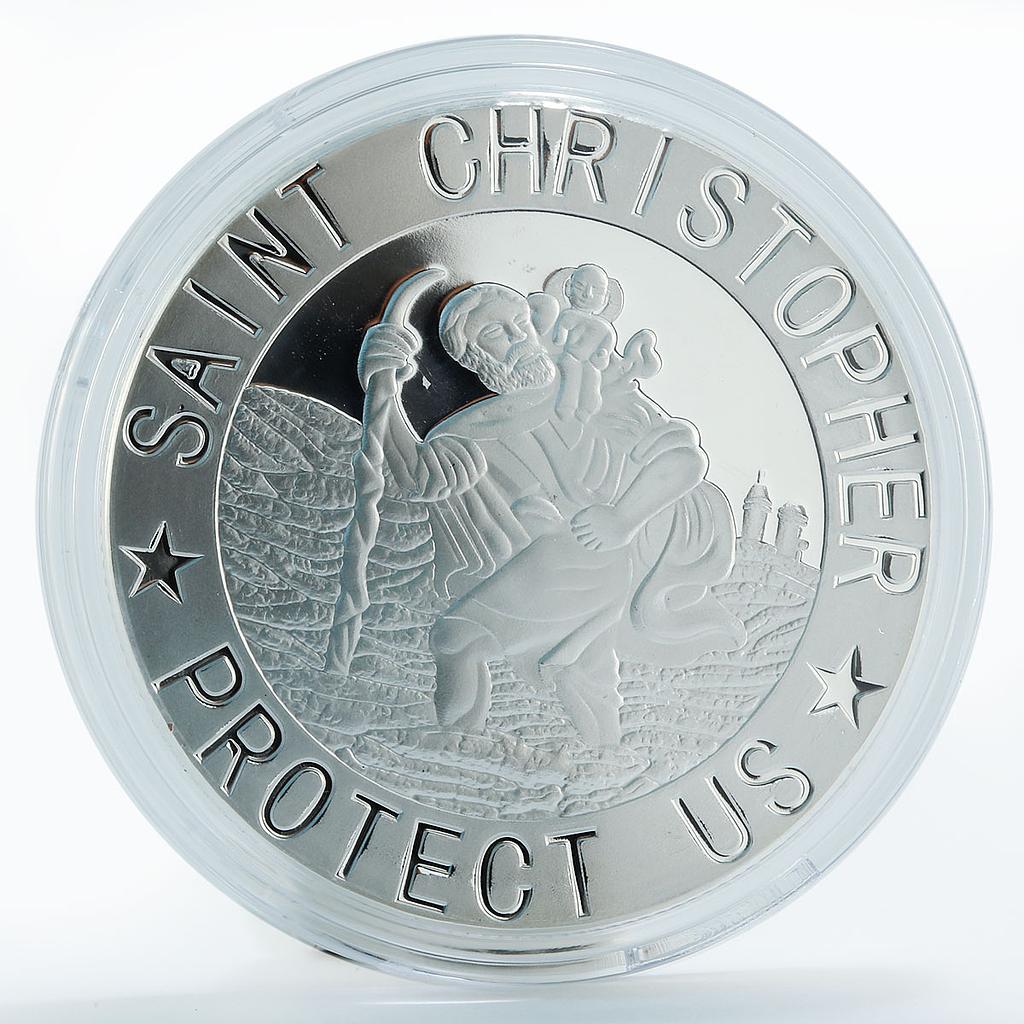 St Christopher, Silver Plated Coin, Protect Us, Safety, Lucky, Token, Medallion