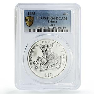 Eritrea 10 dollars Preserve Planet Earth Lion Camel PR69 PCGS silver coin 1995