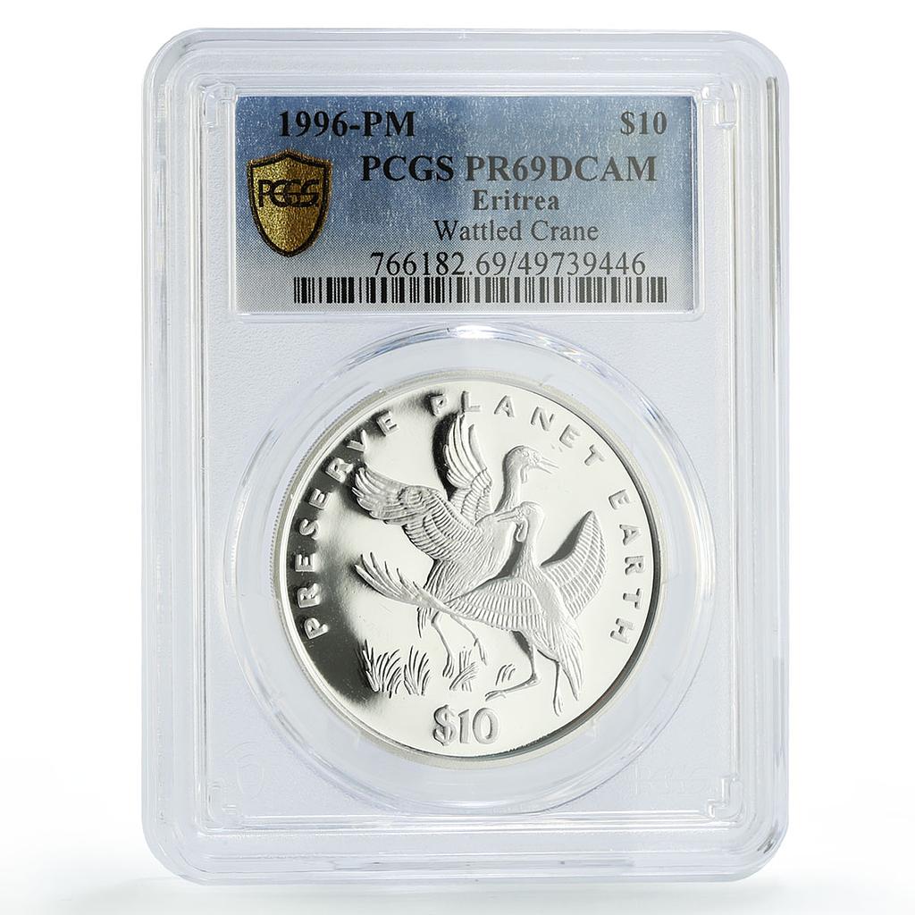 Eritrea 10 dollars Preserve Planet Earth Crane Camel PR69 PCGS silver coin 1996
