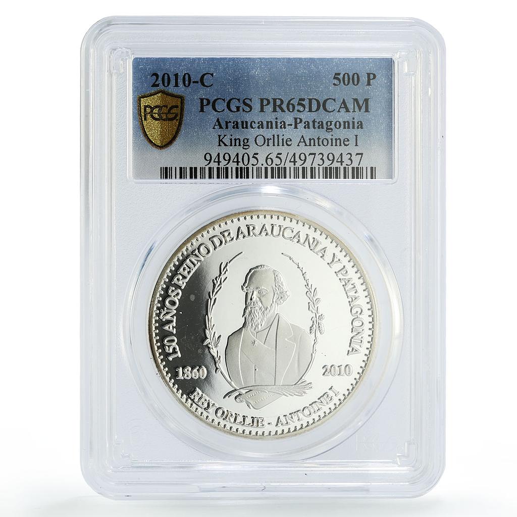 France Araucania Patagonia 500 pesos Orllie Antoine I PR65 PCGS silver coin 2010
