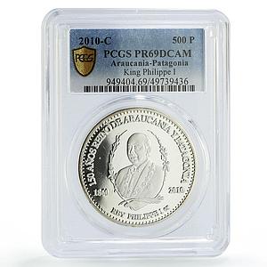 France Araucania Patagonia 500 pesos King Philippe I PR69 PCGS silver coin 2010