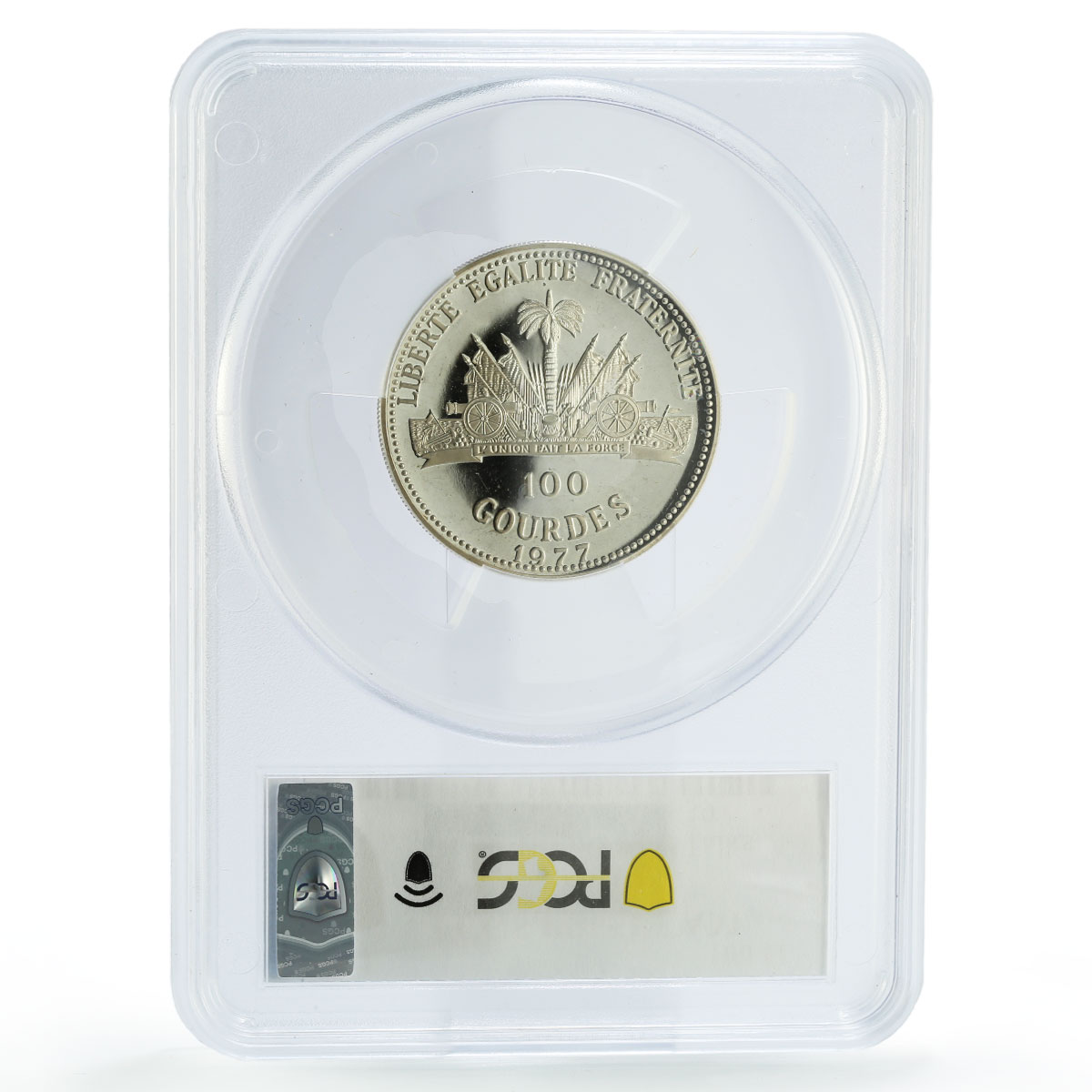 Haiti 100 gourdes Sadat Begin Peace Talks Politics PR65 PCGS silver coin 1977