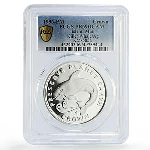 Isle of Man 1 crown Preserve Planet Killer Whale PR69 PCGS silver coin 1996