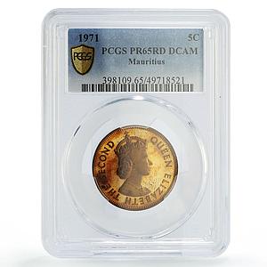 Mauritius 5 cents Republic Coinage Queen Elizabeth PR65 PCGS bronze coin 1971