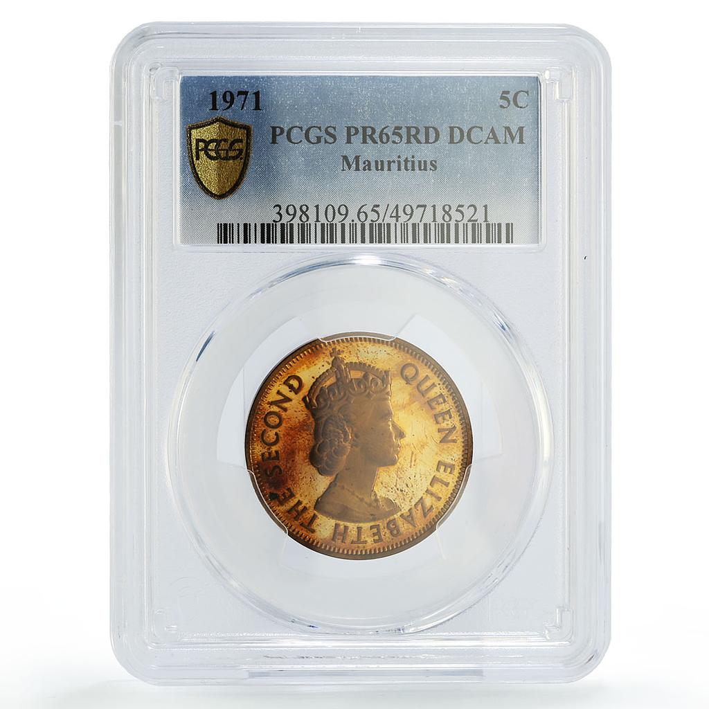 Mauritius 5 cents Republic Coinage Queen Elizabeth PR65 PCGS bronze coin 1971