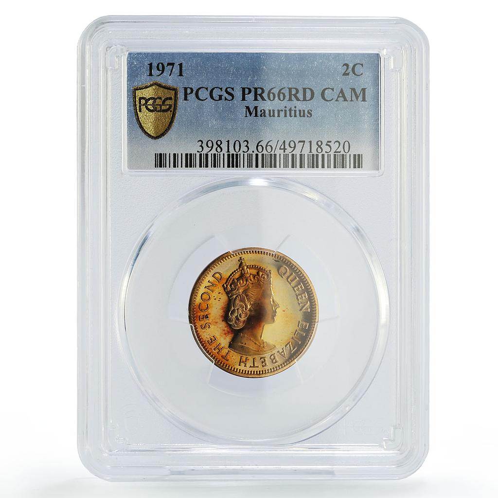 Mauritius 2 cents Rupublic Coinage Queen Elizabeth PR66 PCGS bronze coin 1971