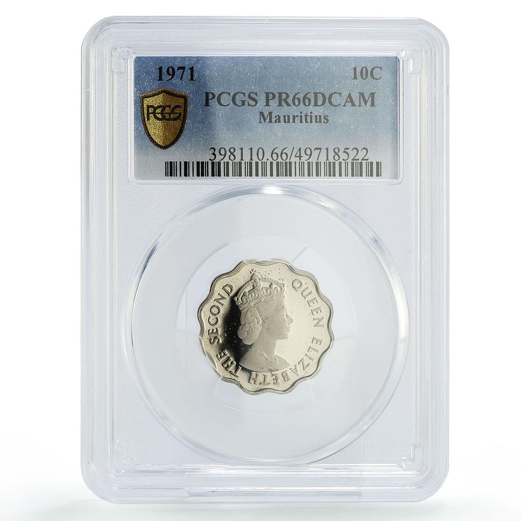 Mauritius 10 cents Republic Coinage Queen Elizabeth PR66 PCGS CuNi coin 1971