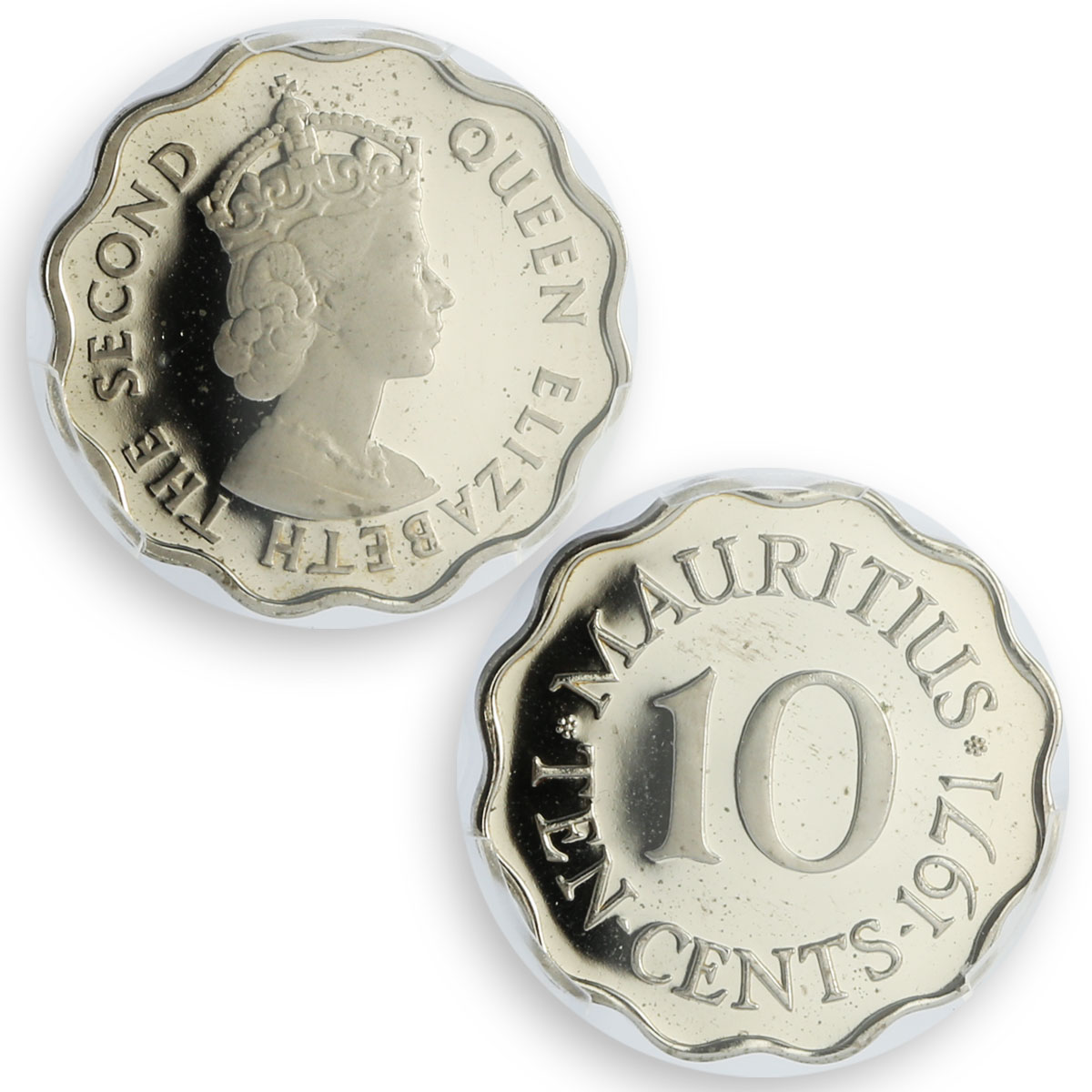 Mauritius 10 cents Republic Coinage Queen Elizabeth PR66 PCGS CuNi coin 1971