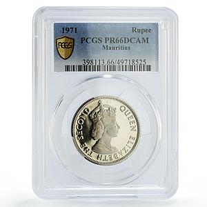 Mauritius 1 rupee Republic Coinage Queen Elizabeth PR66 PCGS CuNi coin 1971
