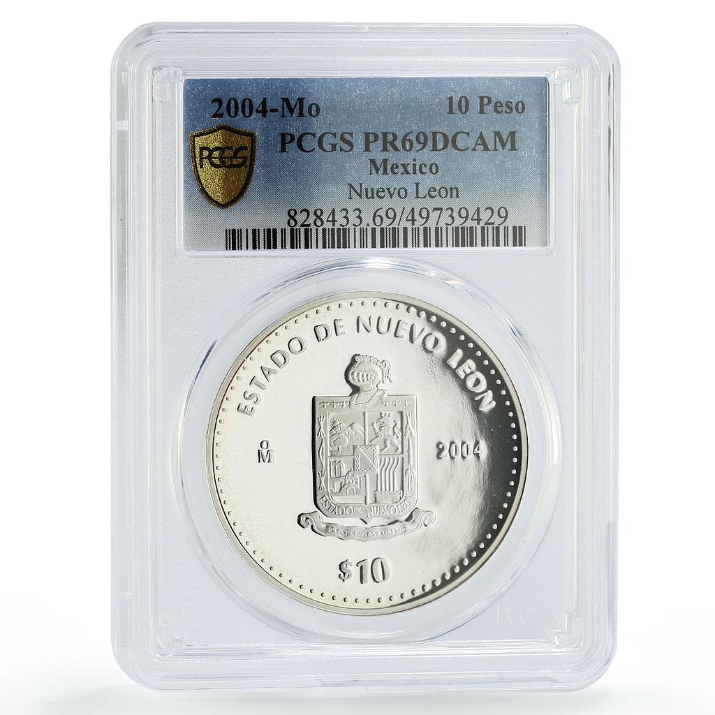 Mexico 10 pesos Federation Anniversary Nuevo Leon PR69 PCGS silver coin 2004