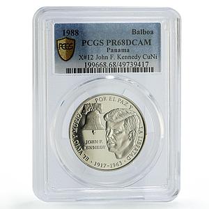 Panama 1 balboa President John F. Kennedy Politics X#12 PR68 PCGS CuNi coin 1988