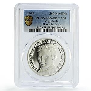 Yugoslavia 300 dinara Inventor Nikola Tesla Science PR68 PCGS silver coin 1996