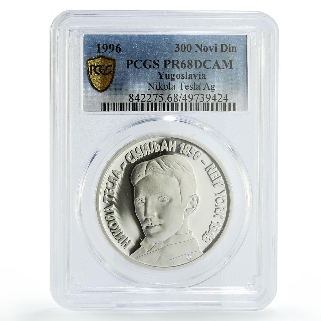 Yugoslavia 300 dinara Inventor Nikola Tesla Science PR68 PCGS silver coin 1996