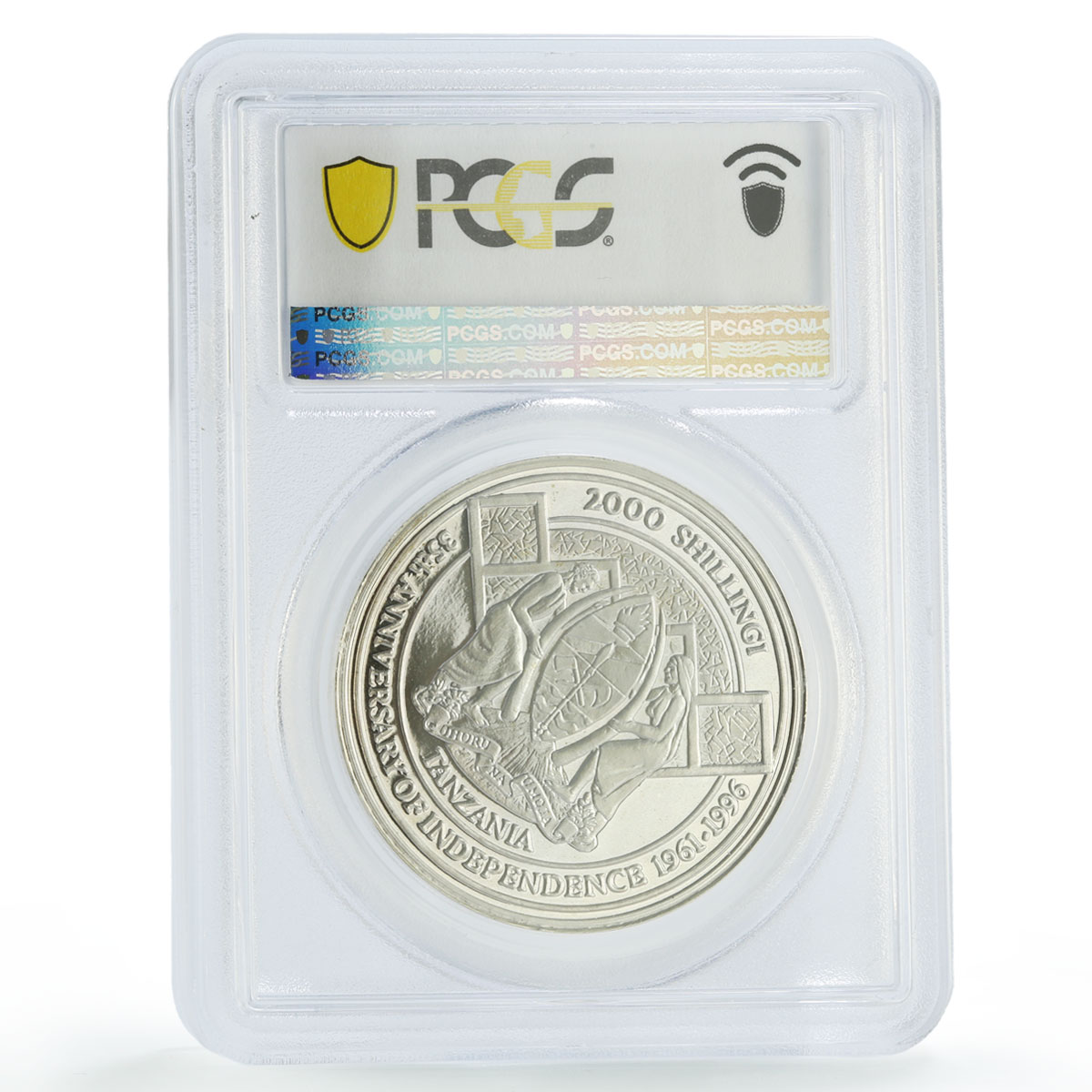 Tanzania 2000 shillings Olympics Discus Throw Piefort SP67 PCGS silver coin 1996
