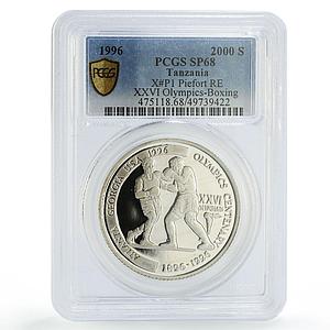 Tanzania 2000 shillings Olympics Boxing Piefort SP68 PCGS silver coin 1996
