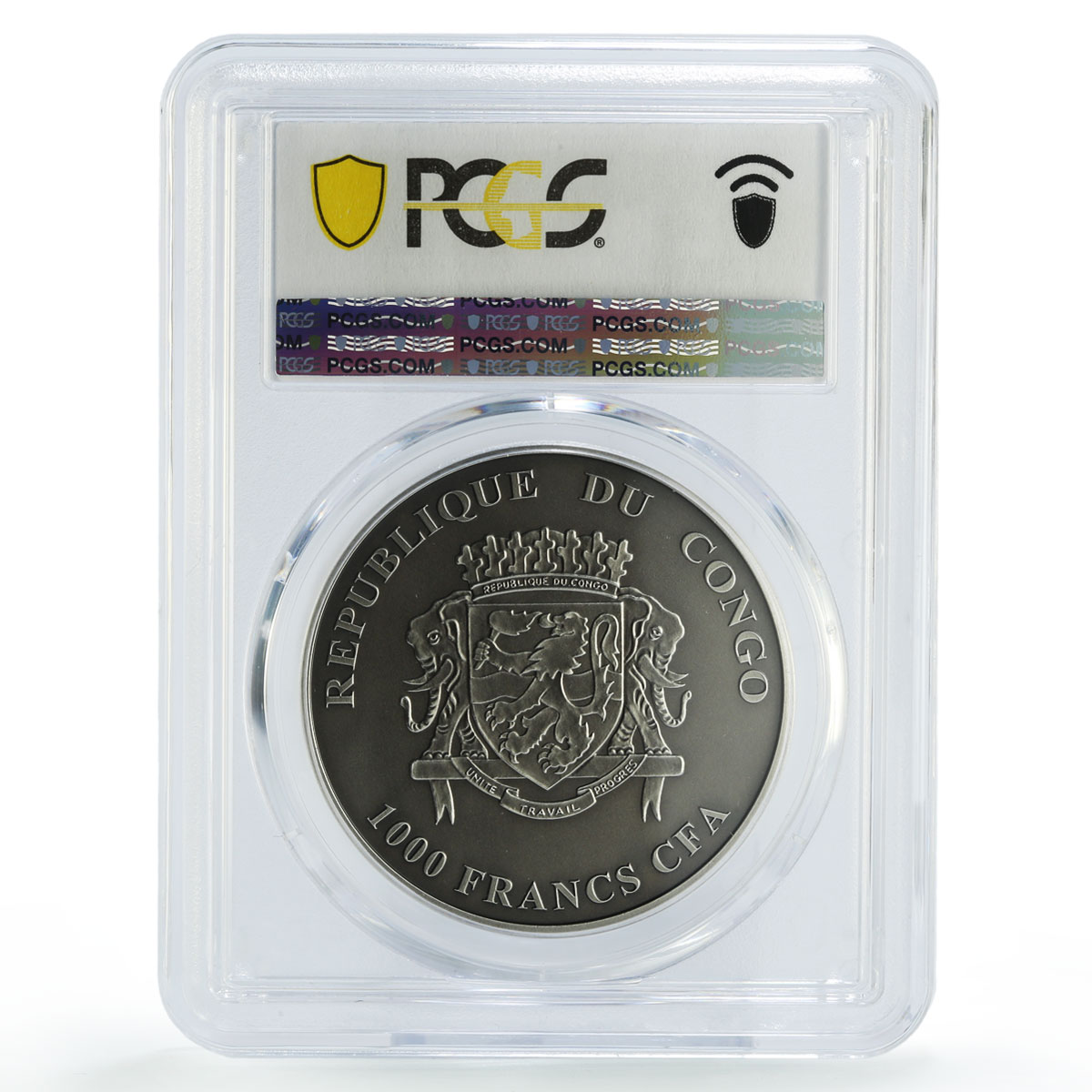 Congo 1000 francs African Ounce Wildlife Chameleon MS70 PCGS silver coin 2017