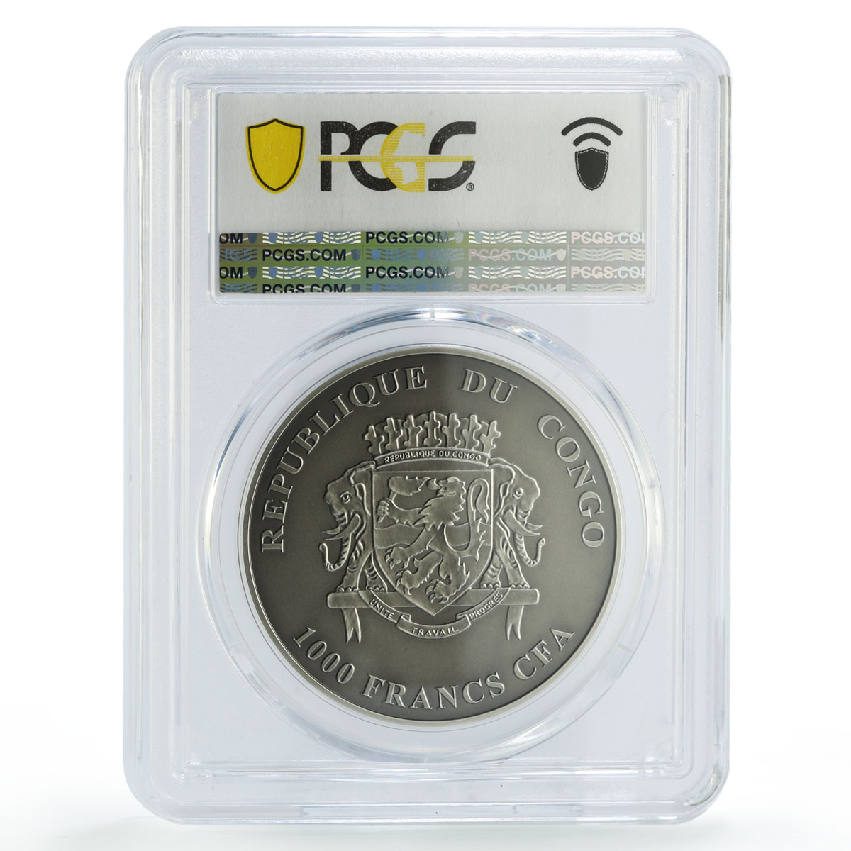 Congo 1000 francs African Ounce Wildlife Hyena Fauna MS70 PCGS silver coin 2018