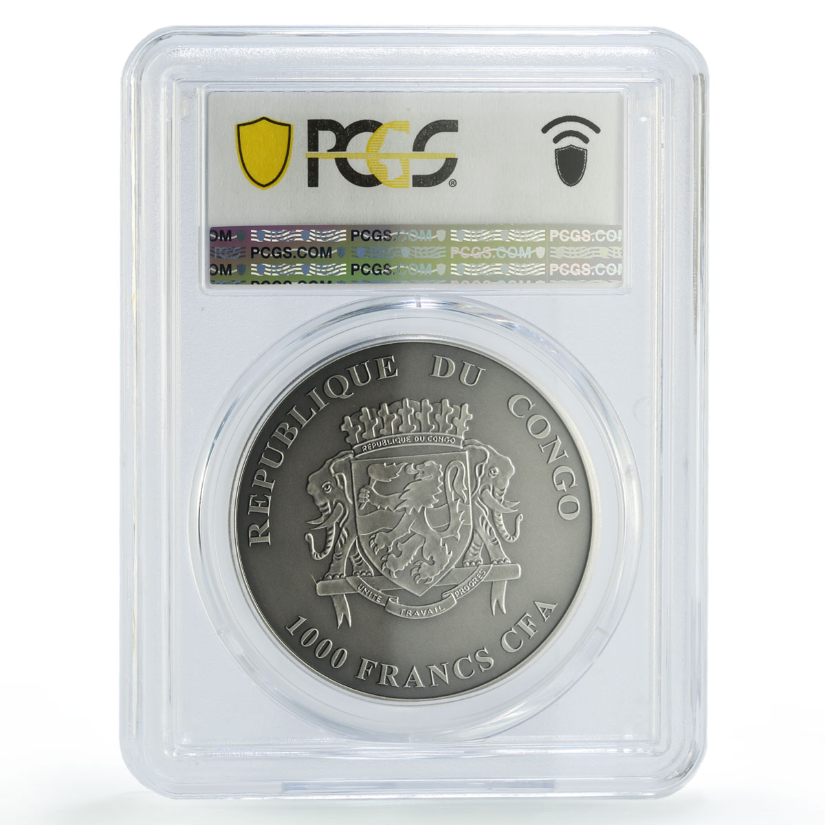 Congo 1000 francs African Ounce Wildlife Stork Bird SP70 PCGS silver coin 2019