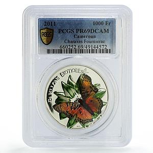 Cameroon 1000 francs Exotic Butterflies Fauna 3D PR69 PCGS silver coin 2011