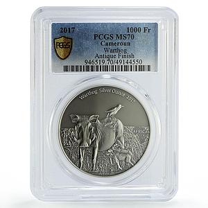 Cameroon 1000 francs African Ounce Wildlife Warthog SP70 PCGS silver coin 2017
