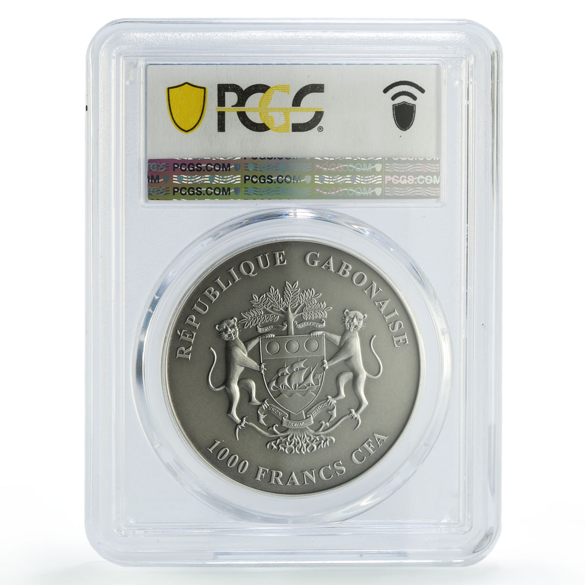 Gabon 1000 francs African Ounce Wildlife Cheetah Cat SP70 PCGS silver coin 2015