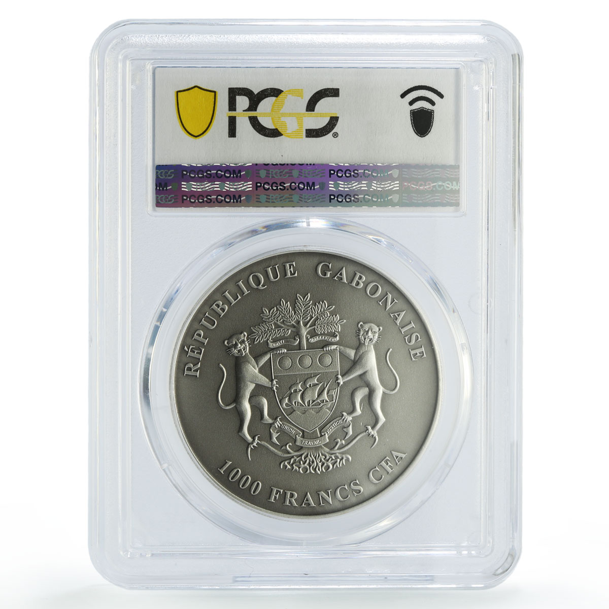 Gabon 1000 francs African Ounce Wildlife Giraffe SP70 PCGS silver coin 2016