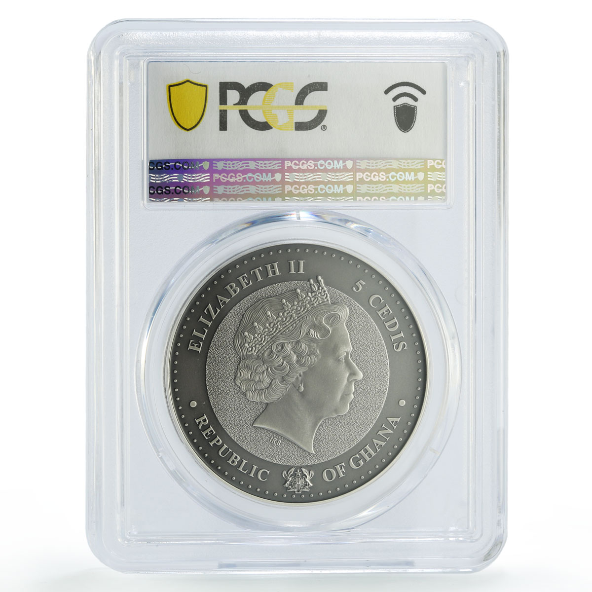 Ghana 5 cedis African Ounce Wildlife Crocodile Fauna MS70 PCGS silver coin 2020