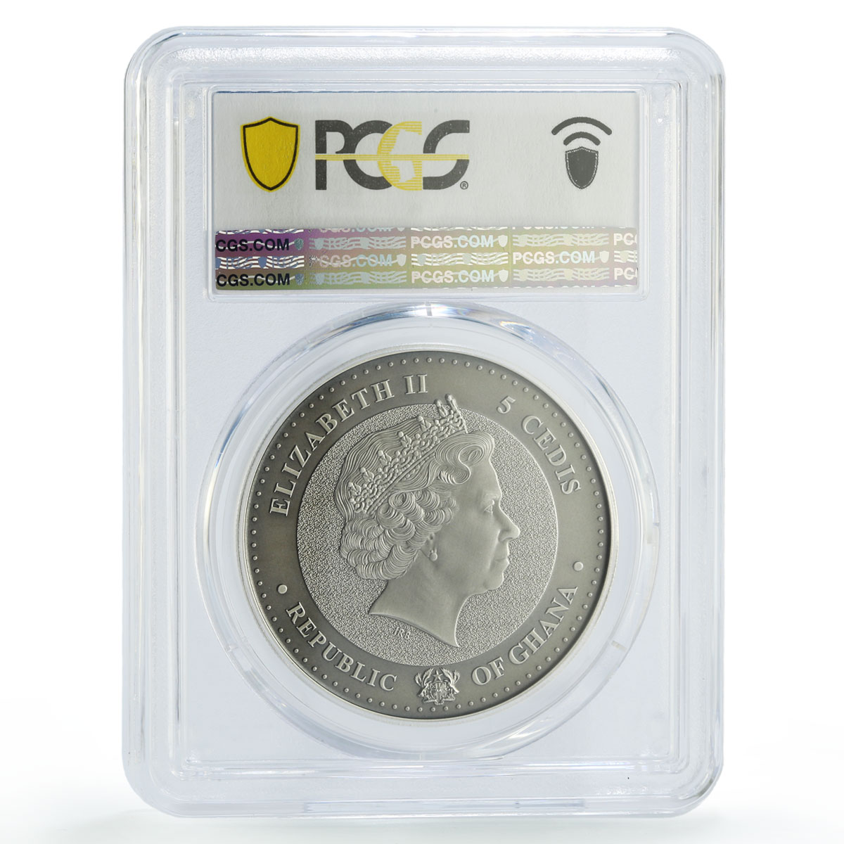 Ghana 5 cedis African Ounce Wildlife Parrot Bird SP70 PCGS silver coin 2016
