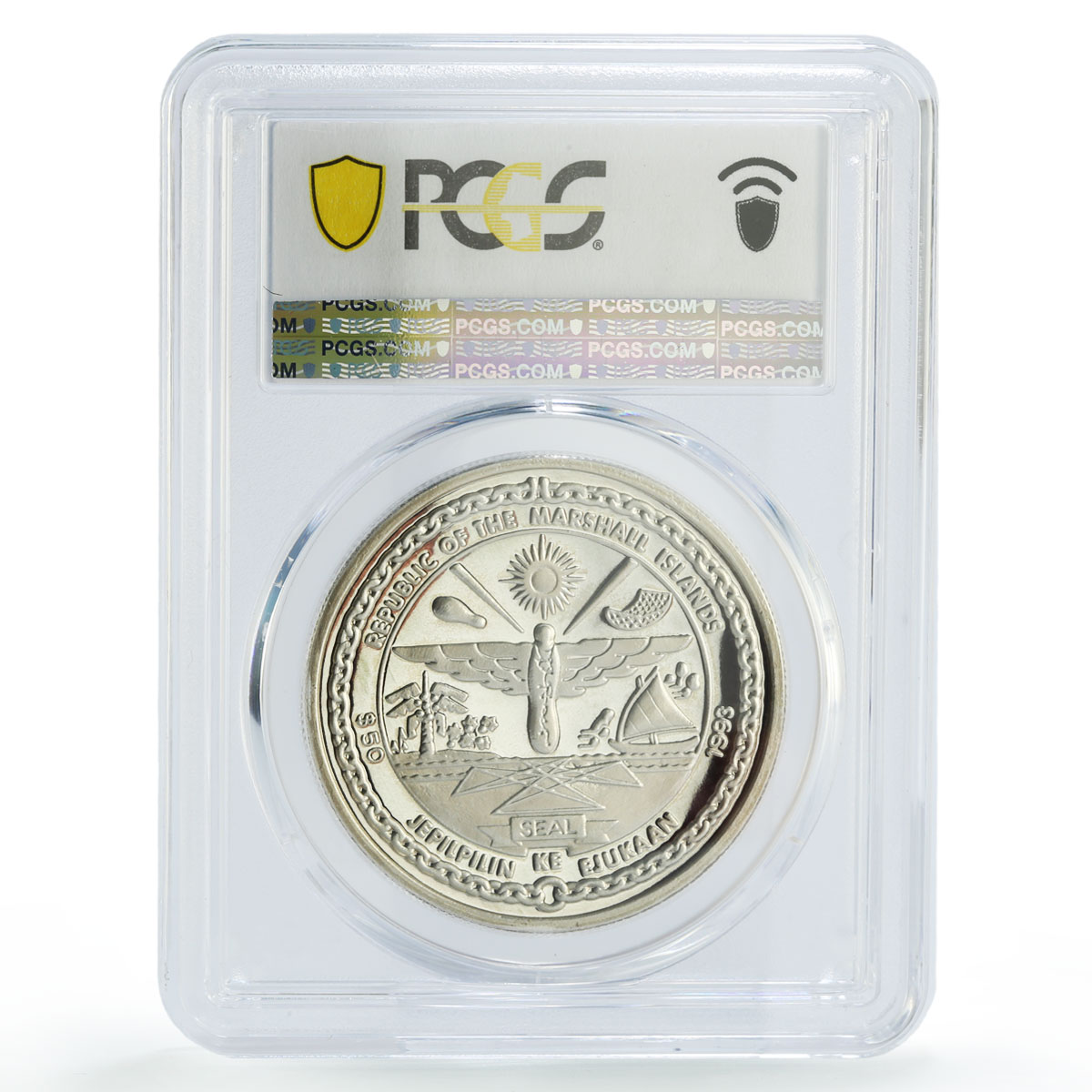 Marshall Is. 50 dollars Christmas Madonna Baby Jesus PR67 PCGS silver coin 1993