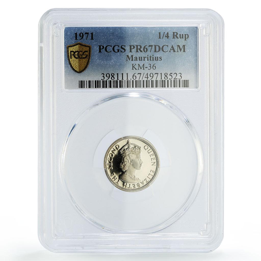Mauritius 1/4 rupee Republic Coinage Queen Elizabeth PR67 PCGS CuNi coin 1971