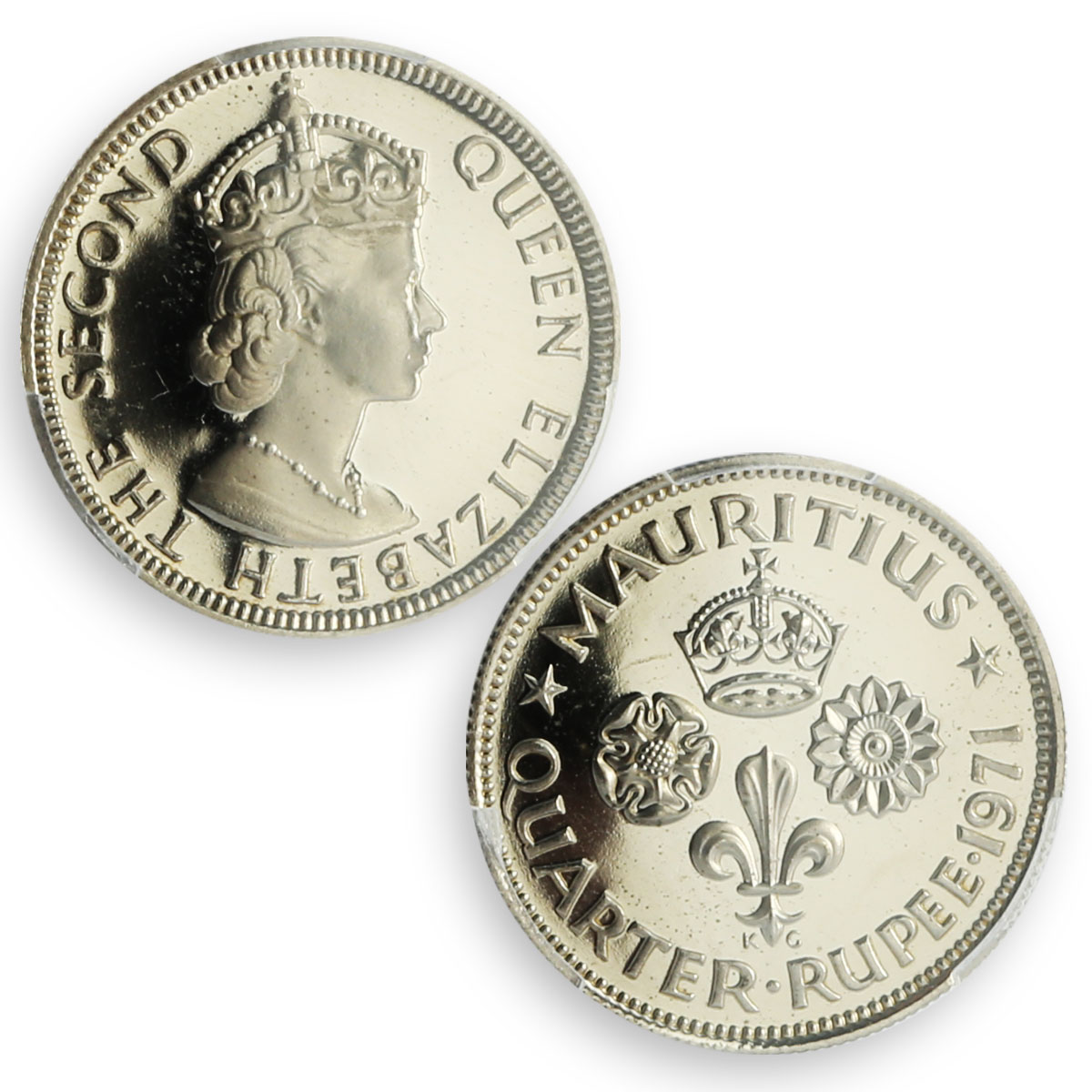 Mauritius 1/4 rupee Republic Coinage Queen Elizabeth PR67 PCGS CuNi coin 1971