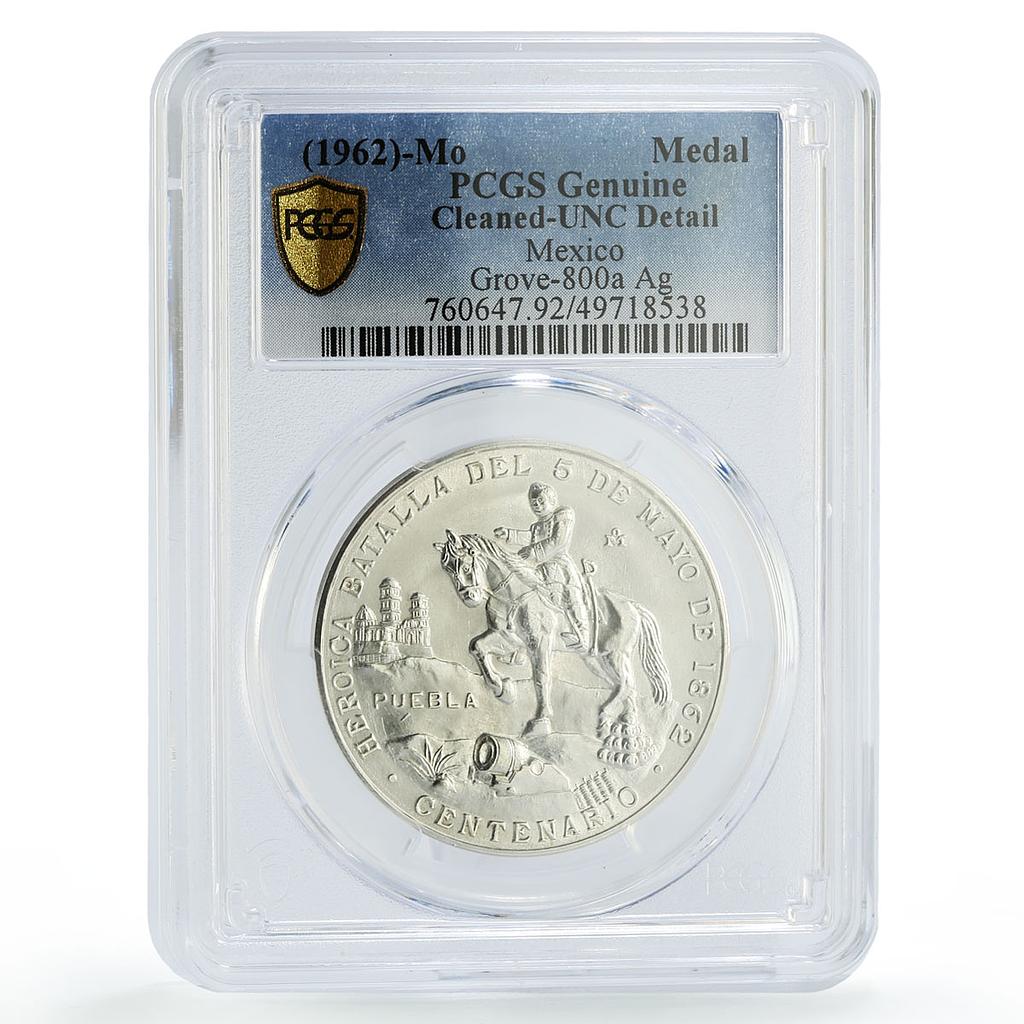 Mexico Puebla Battle General Zaragoza Horseman PCGS silver medal coin 1962
