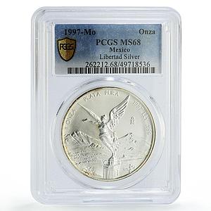 Mexico 1 onza Libertad Angel of Independence MS68 PCGS silver coin 1997