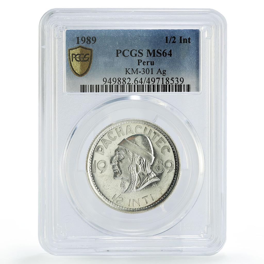 Peru 1/2 inti Indian Pachacutec Yupanki MS64 PCGS silver coin 1989 Peru 1/2 inti Indian Pachacutec Yupanki MS64 PCGS silver coin 1989