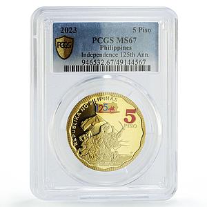 Philippines 5 piso Independence 125th Anniversary Politics MS67 PCGS coin 2023