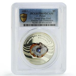 Palau 5 dollars Sea Treasures Marine Life Pearl PR69 PCG silver coin 2013