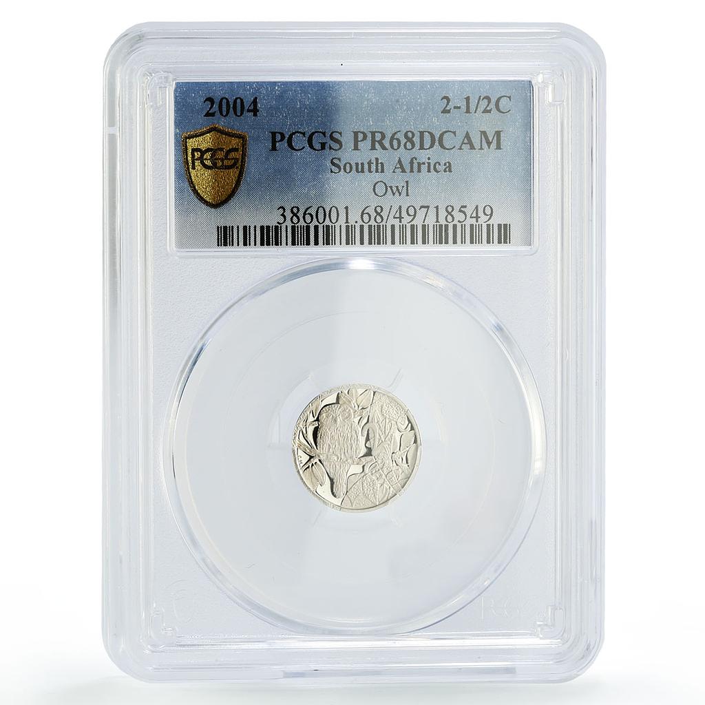 South Africa 2 1/2 cents Conservation Owl Bird Fauna PR68 PCGS silver coin 2004