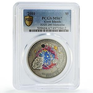 Cook Islands 5 dollars Meteorites HAH 280 Space MS67 PCGS silver coin 2010
