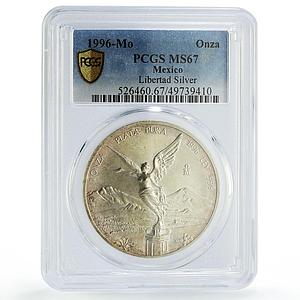 Mexico 1 onza Libertad Angel of Independence MS67 PCGS silver coin 1996