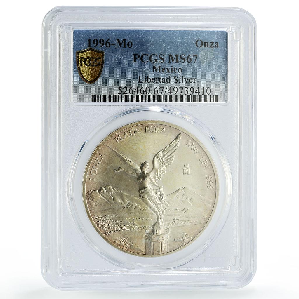 Mexico 1 onza Libertad Angel of Independence MS67 PCGS silver coin 1996