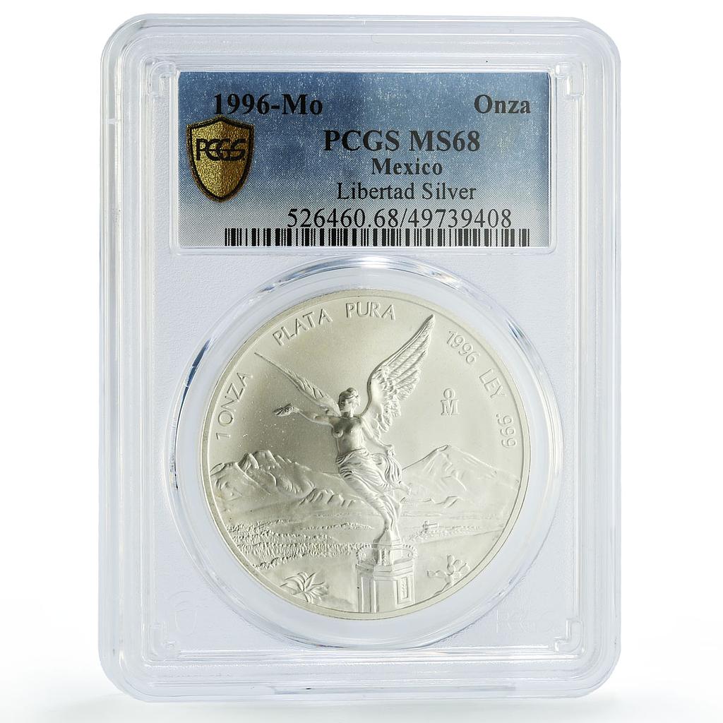Mexico 1 onza Libertad Angel of Independence MS68 PCGS silver coin 1996
