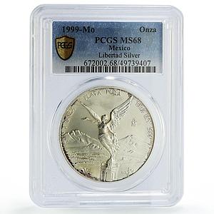 Mexico 1 onza Libertad Angel of Independence MS68 PCGS silver coin 1999