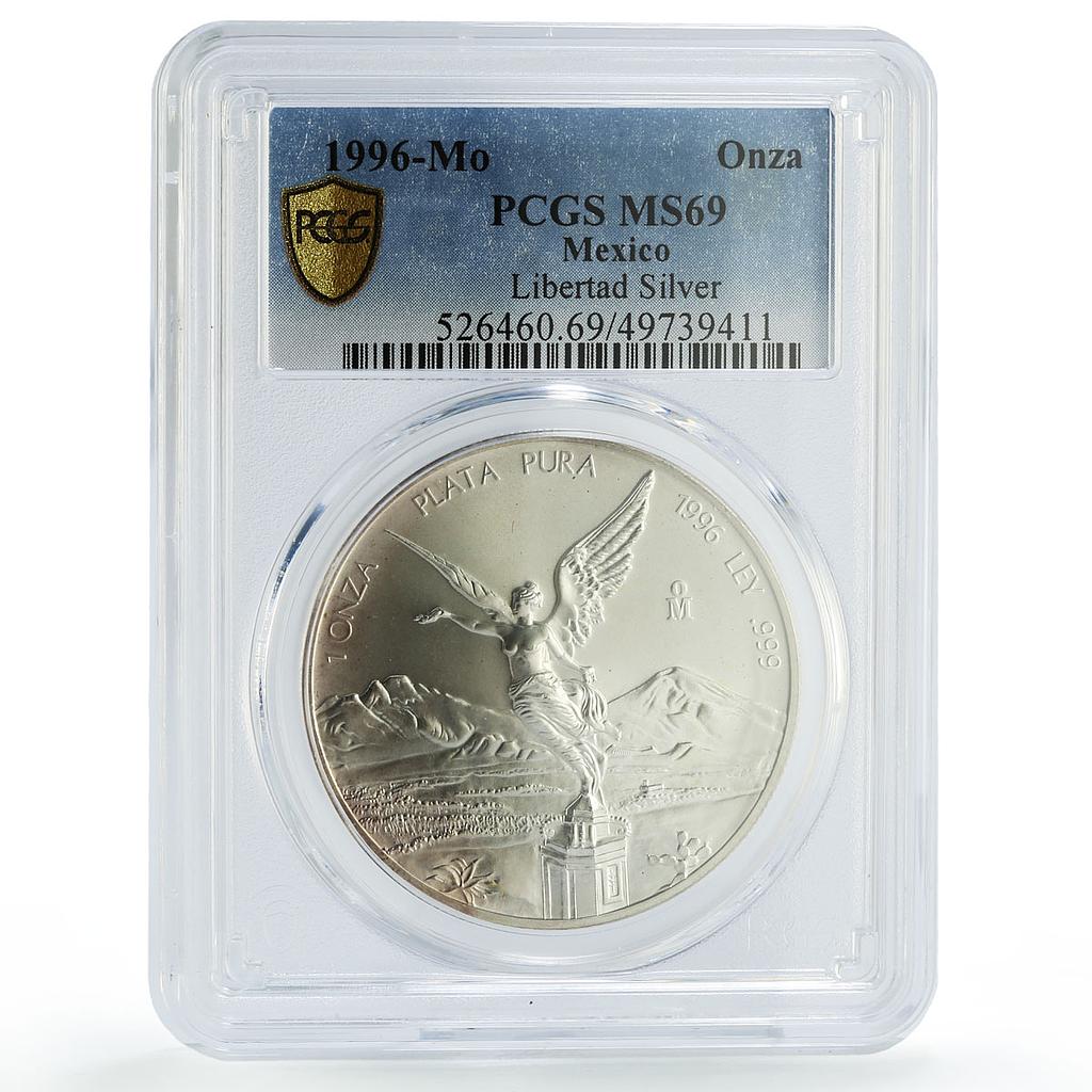 Mexico 1 onza Libertad Angel of Independence MS69 PCGS silver coin 1996