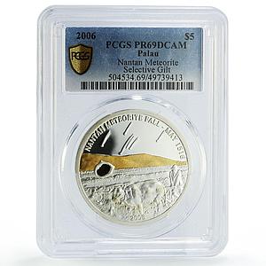 Palau 5 dollars Meteorites Fall Nantan Bulls Space PR69 silver coin 2006