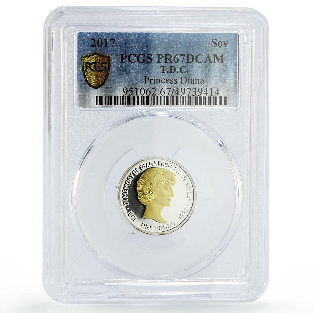 Tristan da Cunha 1 pound Princess Diana Death Gilt PR67 PCGS silver coin 2017